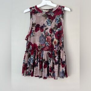 Ginger G Floral A-Line Skirt in Red‎ and Blue